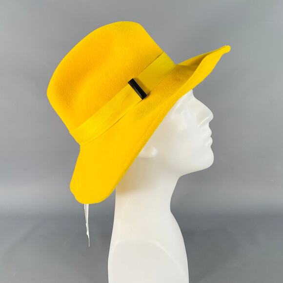 GIGI BURRIS Requiem Yellow Felt Fedora Hat - Picture 1 of 7